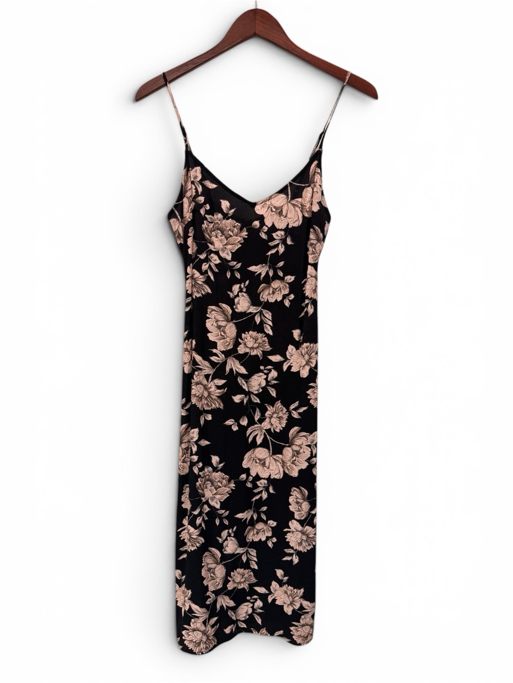 Forever 21 Floral Slip Midi Dress Black Pink Size Small